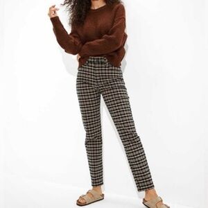 AMERICAN Eagle Plaid Mom Jeans Black and Tan Women’s Size 20 Short